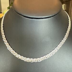 925 Sterling Silver Braided Serpentine Necklace 16” Italy Jewelry 6.8g 4MM